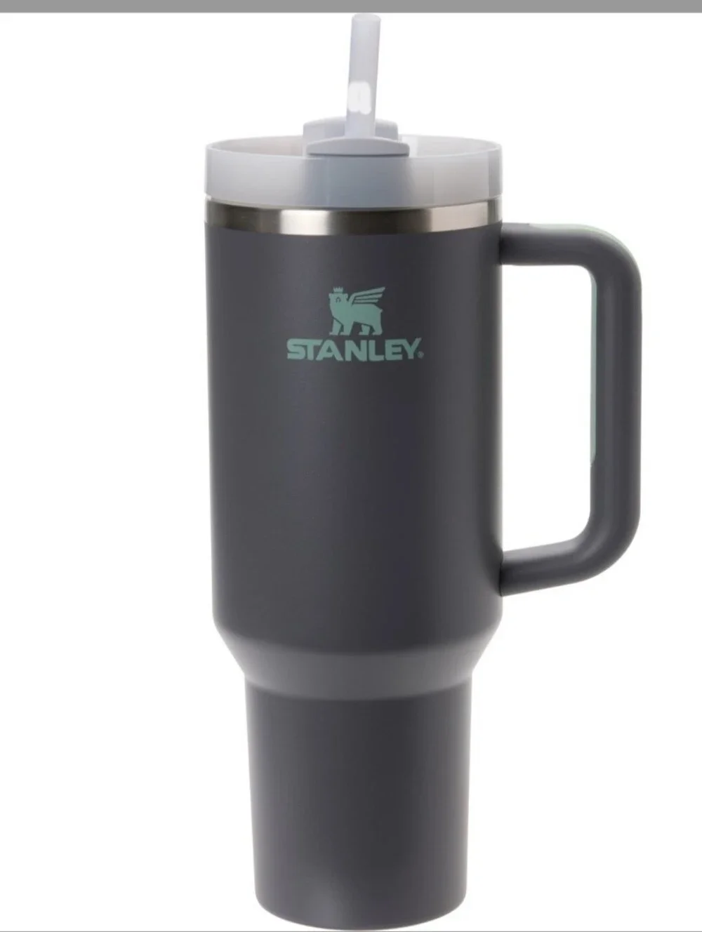 Stanley Dark Gray Travel Tumbler with Mint Logo and White Lid - Picture 1 of 4
